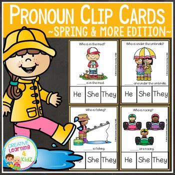 Pronoun Clip Cards Spring More Clip Cards Teaching Letters Cards