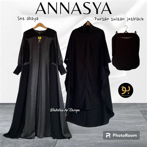 Jual Bubitaa Set Abaya Fursan Sultan Mix Jetblack Manset Ziper Plus