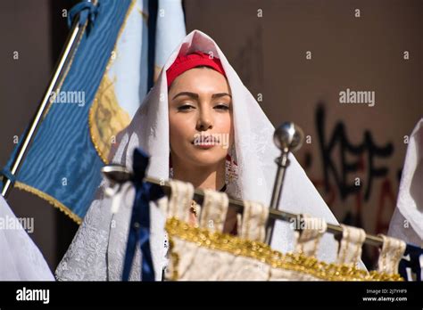 Sardinian Beauty At The 366° Religiousfolk Procession Of Santefisio