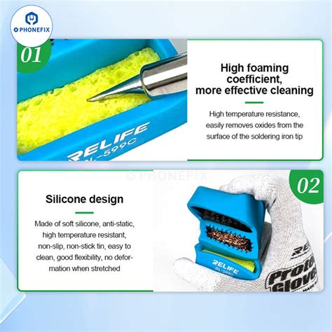 Rl 599c Soldering Tip Cleaner With Steel Brush Sponge Copper Wire