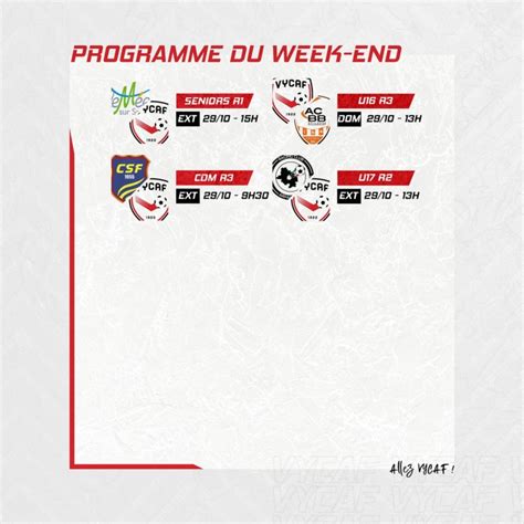 Programme Du Week End Val Yerres Crosne Association Football