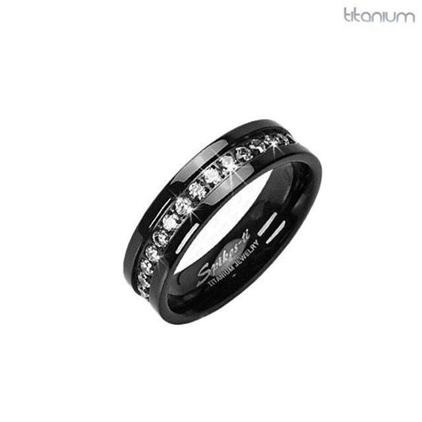 Unisex Black Ip Titanium Crystal Eternity Band Black Diamond Ring Engagement Mens Diamond