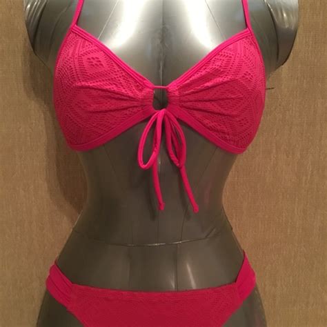 O Rageous Swim Nwot Hot Pink Bikini With Crochet Overlay Poshmark