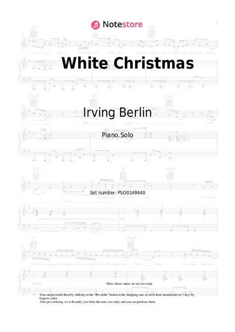 Irving Berlin Bing Crosby White Christmas Piano Sheet Music In Note