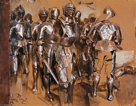 Paintings Reproductions Suits Of Armor Standing 1866 By Adolph Von