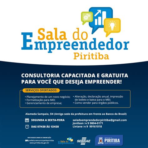 Conhe A A Sala Do Empreendedor Piritiba Prefeitura Municipal De Piritiba