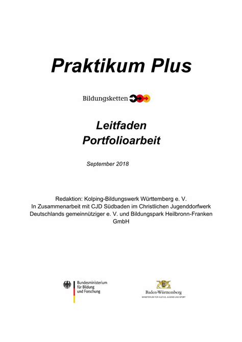 PDF Leitfaden Portfolioarbeit Km Bw De Teilnehmenden Schulen Alle