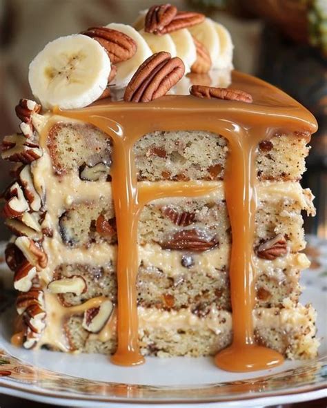 Banana Pecan Caramel Cake Recipe Delicious Layers Optimal Recipes