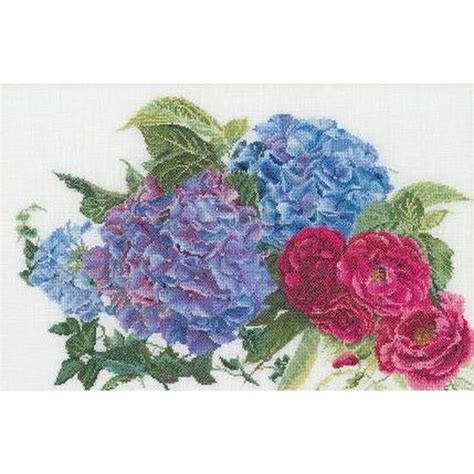 Kit Point De Croix Thea Gouverneur Hortensia Et Rose X Cm