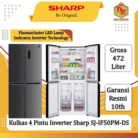 Jual Kulkas 4 Pintu Sharp SJIF 50 PMDS Inverter Shopee Indonesia