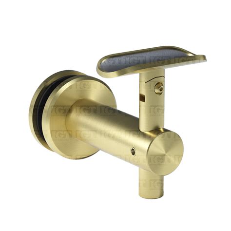 Adjustable Glass Mounted Hand Rail Bracket Gold Brushed IGT Glass