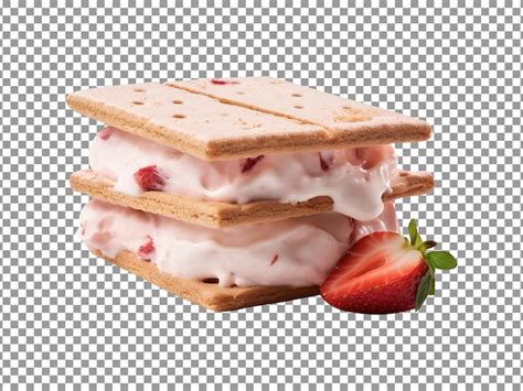 Sandwich à La Crème Glacée Aux Fraises Isolé Sur Fond Transparent PSD