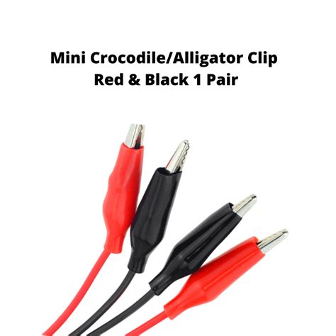 026 Mini Crocodile Alligator Clip 35mm 1 Pair Red And Black With 50cm