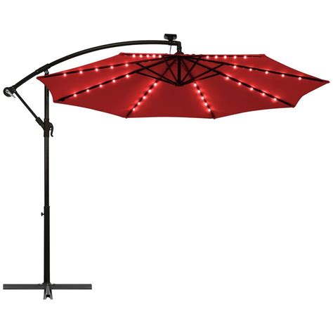 Gymax Ft Market Solar Patio Umbrella Outdoor Offset Hanging