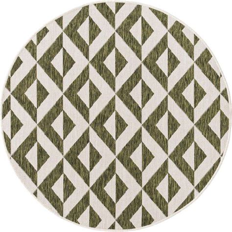 Green 4 X 4 Jill Zarin Napa Indoor Outdoor Round Rug