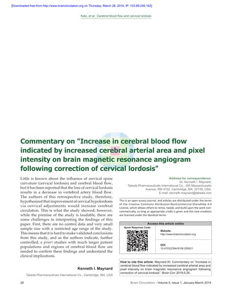 Pdf Commentary On Increase In Cerebral Blood Flow Indicated By