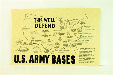 Us Army Bases Map Etsy