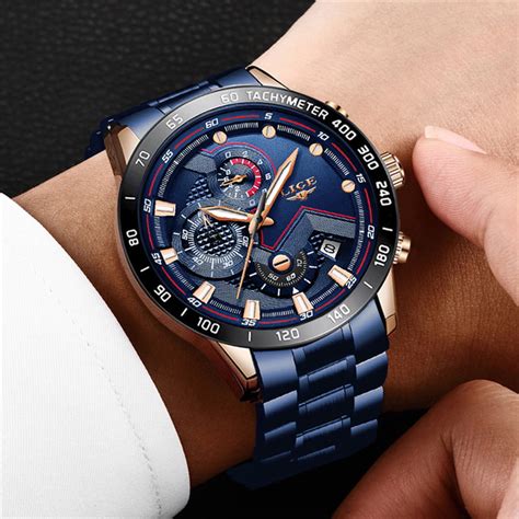 Lige 9982 Mens Chronograph Watch Blue Vivid Nuance South Africa