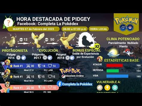 Hora Destacada De Pidgey Pok Mon Go Youtube