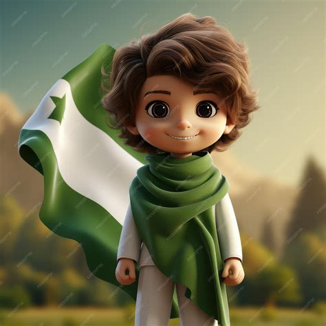 Premium AI Image | A cartoon character with a green and white flag and