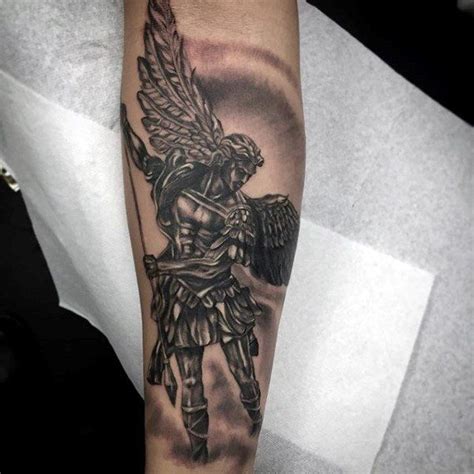 Beautiful Winged Guardian Angel Tattoo Male Forearms Small Angel Tattoo