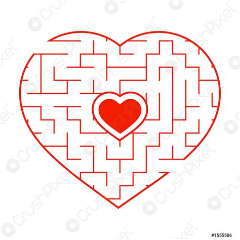 Red heart shaped labyrinth Game for kids and adults Puzzle - stock ...