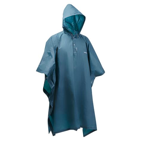 Adult Hiking Rain Poncho 50 Turquoise