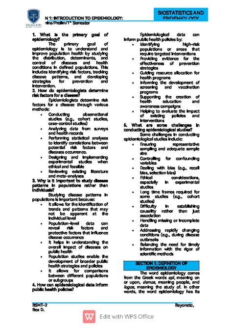 Biostatistics And Epidemiology Lesson Introduction To