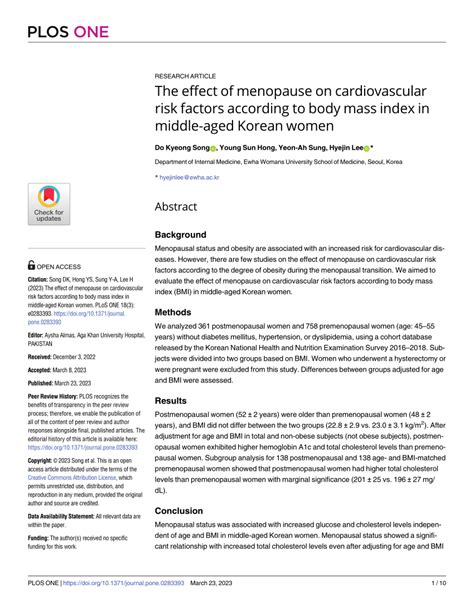 Pdf The Effect Of Menopause On Cardiovascular Risk Factors According