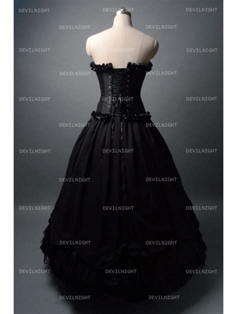 Romantic Black Gothic Corset Long Prom Party Dress Devilnight Co Uk