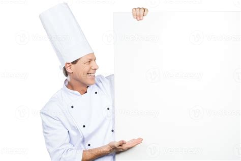 The Best From Chef Confident Mature Chef In White Uniform Leaning At