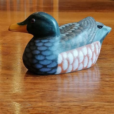 Vintage Wooden Painted Duck Etsy