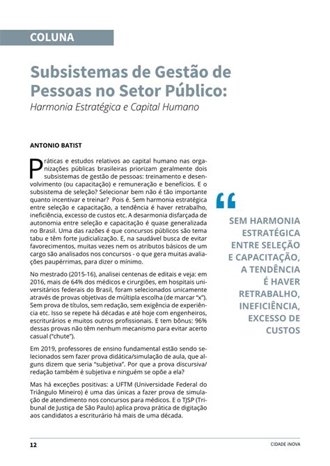 PDF Subsistemas de Gestão de Pessoas no Setor Público Harmonia