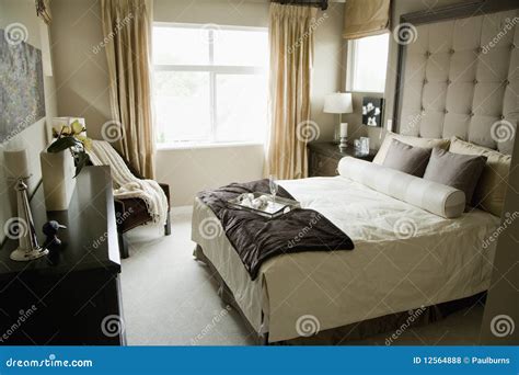 Monochromatic Bedroom stock photo. Image of linens, home - 12564888