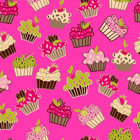 Premium Vector Vector Seamless Pattern Cute Cupcakes