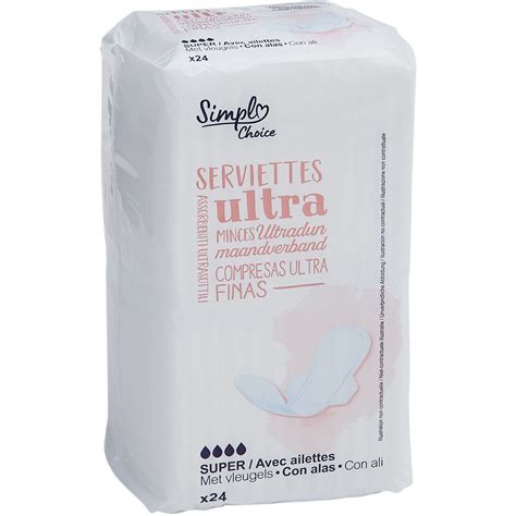 Serviettes Hygi Niques Avec Ailettes Ultra Minces Super Simpl Choice