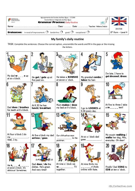 Daily Routine English Esl Worksheets Pdf Doc