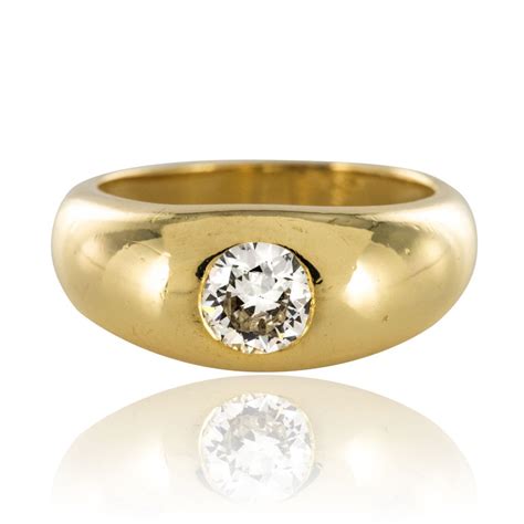 Bague Jonc Diamant Or Jaune Bague Homme Diamant Bijouxbaume