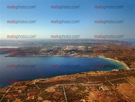 Mellieha Bay Ghadira Aerial Sandy Beach Malta Photos