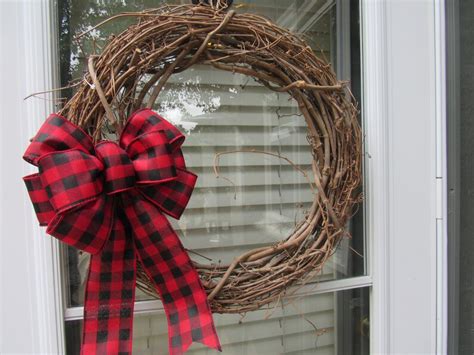 Wreath Bow In Red And Black Buffalo Check Holiday Bow T Etsy