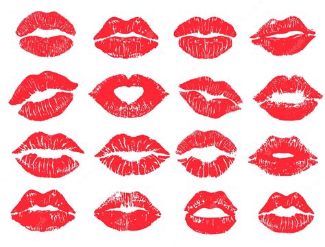 Premium Vector Beautiful Red Lip Imprint Set Isolated On White