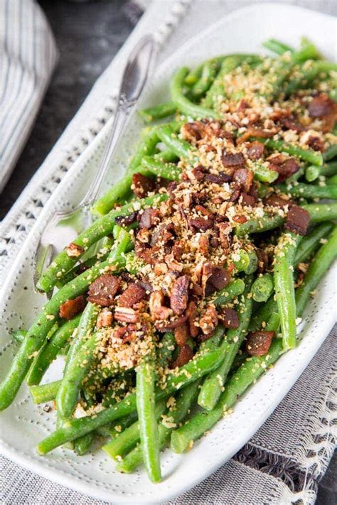 Honey Dijon Green Beans With Bacon Pecans Simple Healthy Kitchen