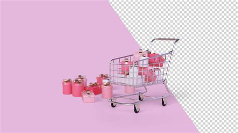 Premium Psd Shopping Cart And Pink T Boxes 3d Render