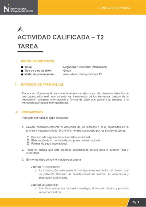 T Comercio Exterior Actividad Calificada T Tarea I Datos