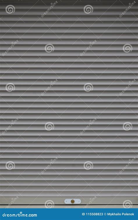 The Texture Of The Shutter Door Or Window In Light Gray Color Stock