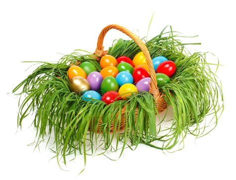 Easter Eggs In Wicker Basket Stock Photo Image Of Holiday Wicker