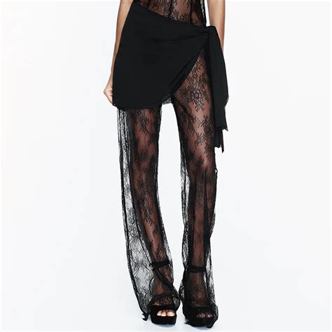 D23JP41 Hot Selling Sexy Club Lady Style Lace Wrapped Chest Jumpsuit See Through Legging One
