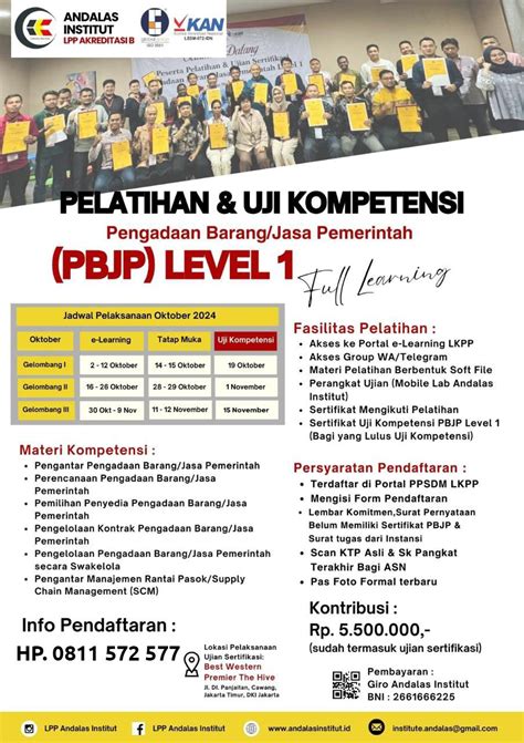 Pelatihan Dan Sertifikasi PBJ Level 1 Dasar Lembaga Pusat