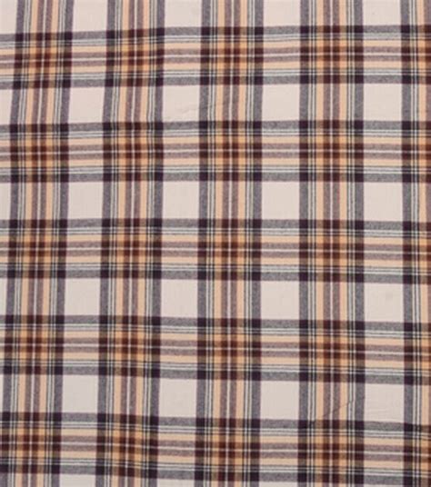 Ivory And Burgundy Plaid Brushed Cotton Shirting Fabric Joann