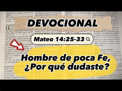 Devocional Setiembre Mateo Hombre De Poca Fe Por Qu